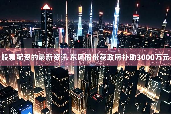 股票配资的最新资讯 东风股份获政府补助3000万元