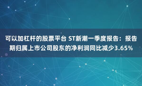 可以加杠杆的股票平台 ST新潮一季度报告：报告期归属上市公司股东的净利润同比减少3.65%