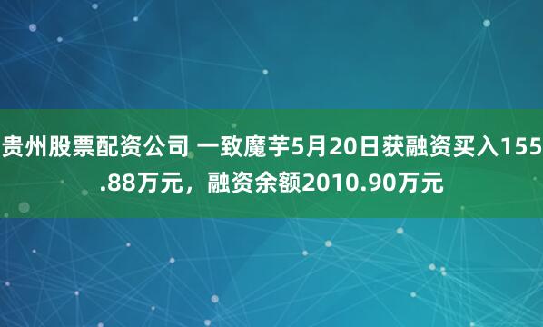 贵州股票配资公司 一致魔芋5月20日获融资买入155.88万元，融资余额2010.90万元